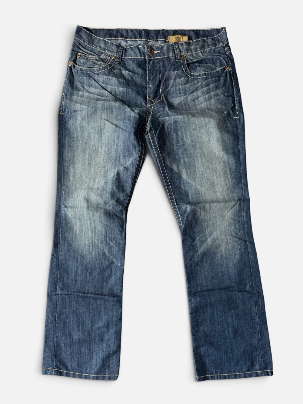 Monarchy mens 38x31 faded straight fit Y2K denim blue jeans EUC